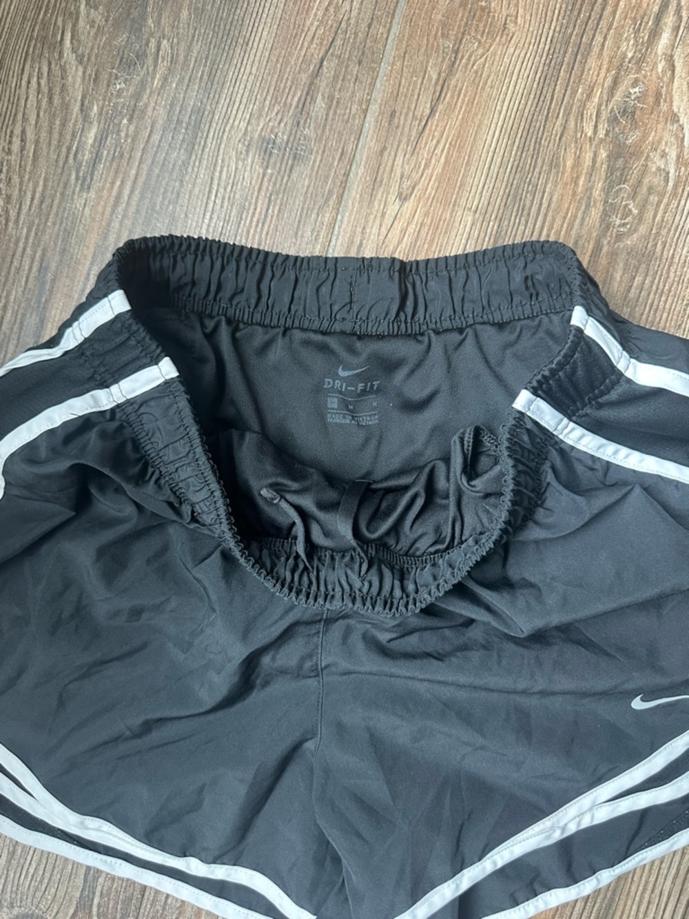 Nike Dri-Fit Black Women's Athletic Shorts with White Trim - Picture 6 of 9